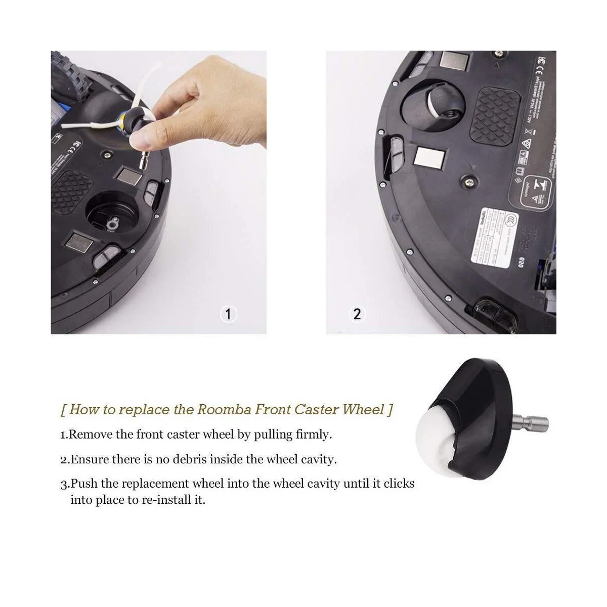 Forhjul til iRobot Roomba 500/600/700/880/980 i 2-pakning