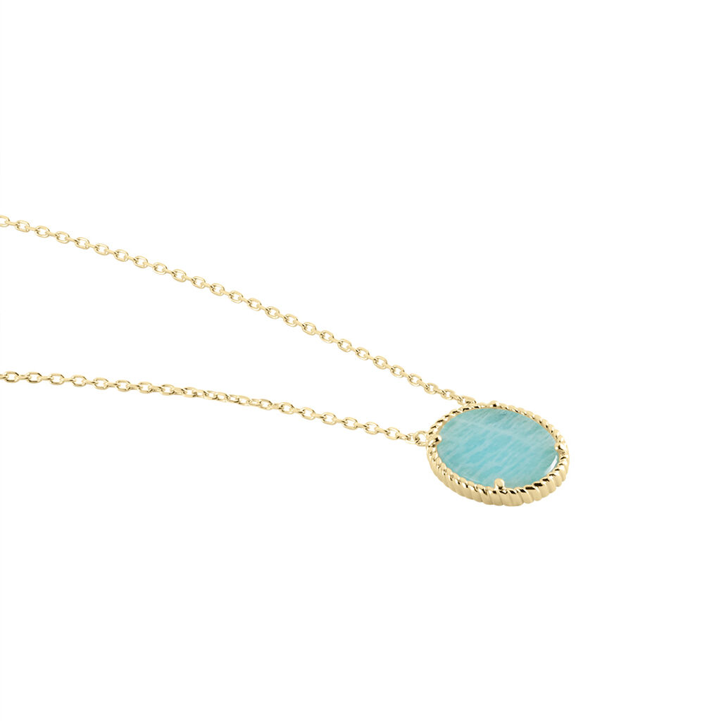 Collier Leeve Plaqué Or Jaune Amazonite