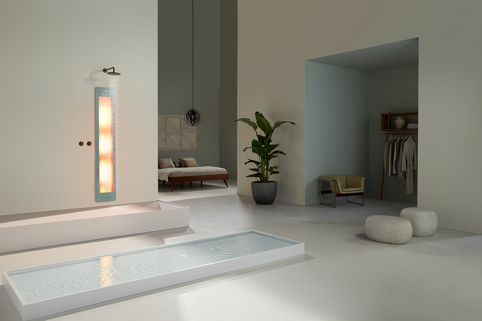 Sunshower Round Plus Large Organic Grey infraroodlamp en UV 33x185x10cm