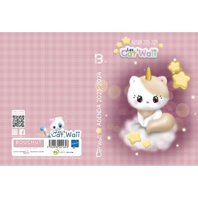 Agenda Cat Waii - 1 jour par page - 12,5 x 17,5 cm - rose - Bouchut