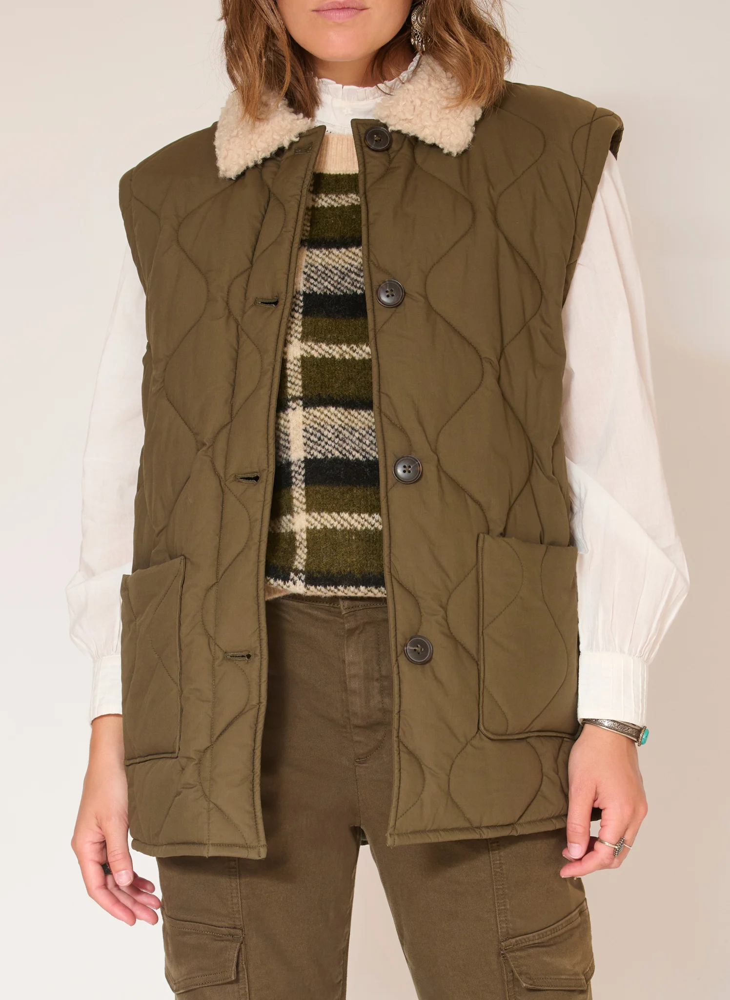 MILDRED - Manteau oversized matelassé en coton| Vert