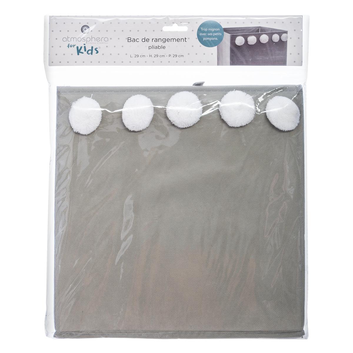 BOITE RANGEMENT POMPON GRIS D.29X29CM