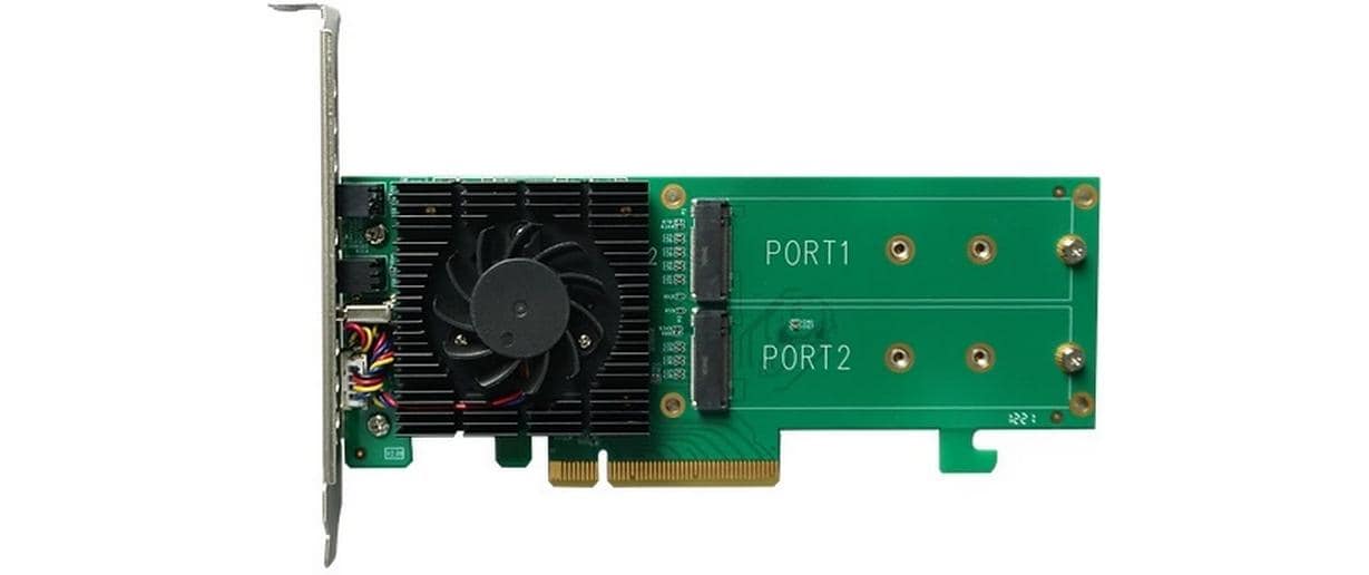 RAID-Controller SSD6202A PCI-Ex8v3 - 2x M.2 NVMe, bootfähig<br>SSD6202A Treiberloser, bootfähiger 2x M.2 PCIe Gen3 x8 NVMe RAID Controller