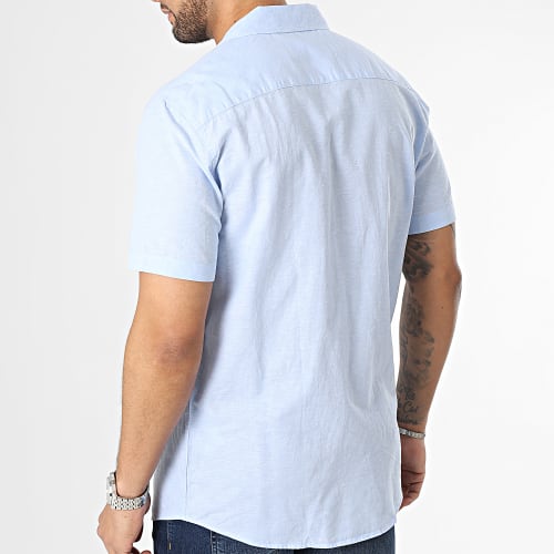 Chemise Manches Courtes Regular New-Linen Bleu Clair