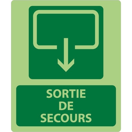 Panneau sécurité - Sortie de Secours 300x250mm - Photoluminescent
