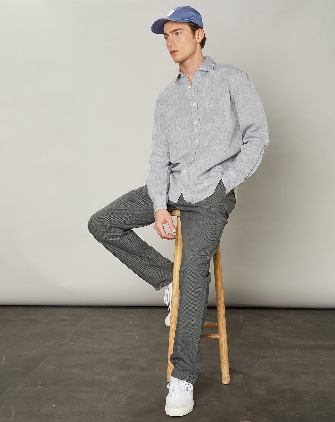 Hartford Chemise regular 100% Lin Paul nuage