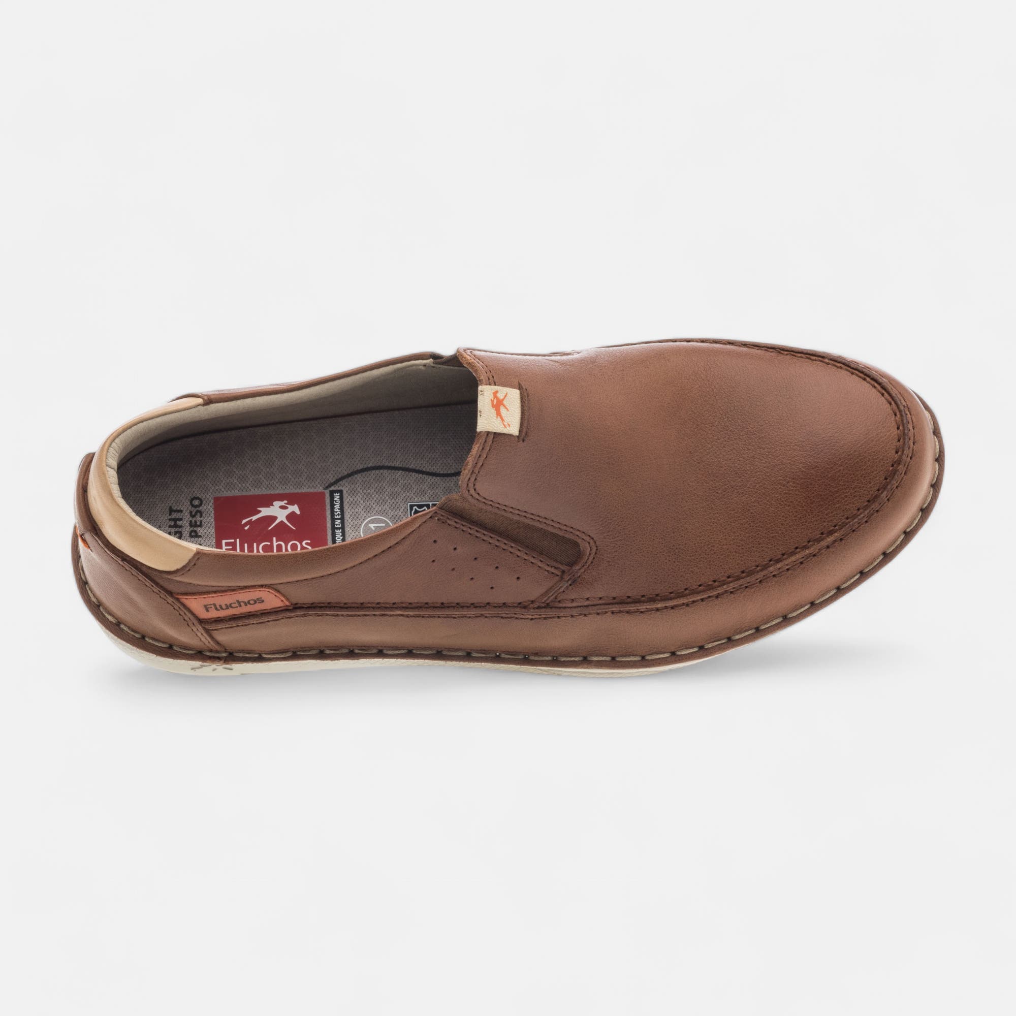 Mocassins pieds sensibles Homme en cuir cognac