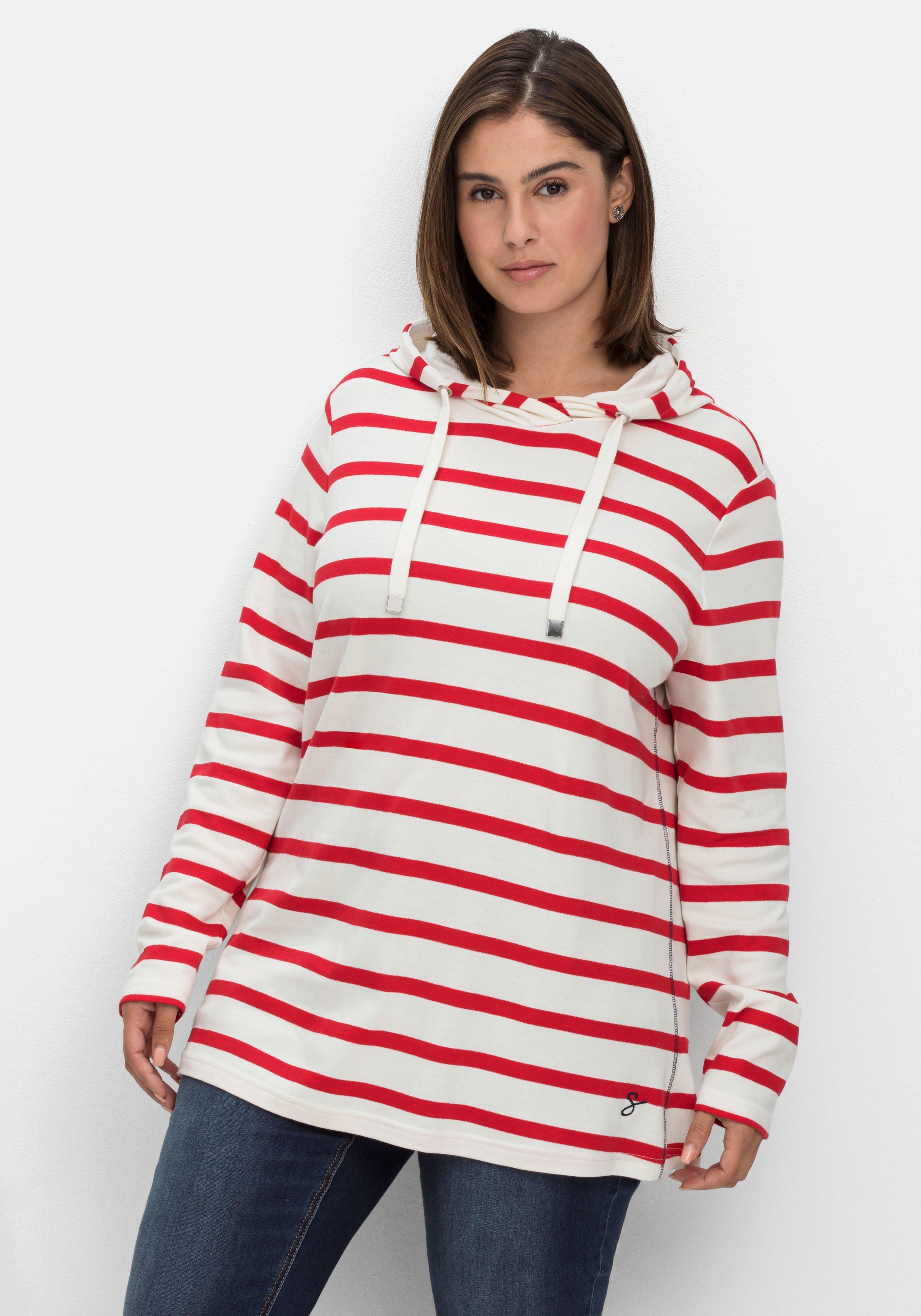Gestreiftes Langarmshirt mit Kapuze