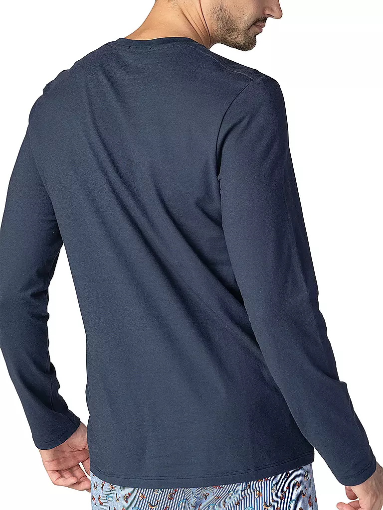 MEY Pyjama Langarmshirt  blau