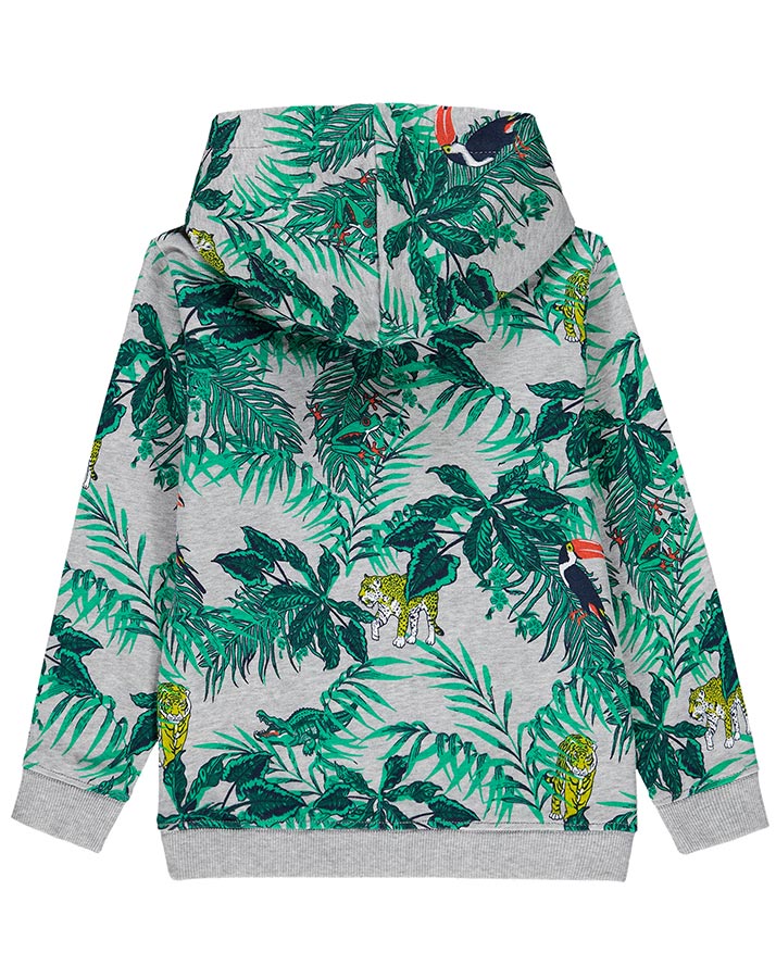 Kapuzen-Pullover KING OF THE JUNGLE in hellgrau melange