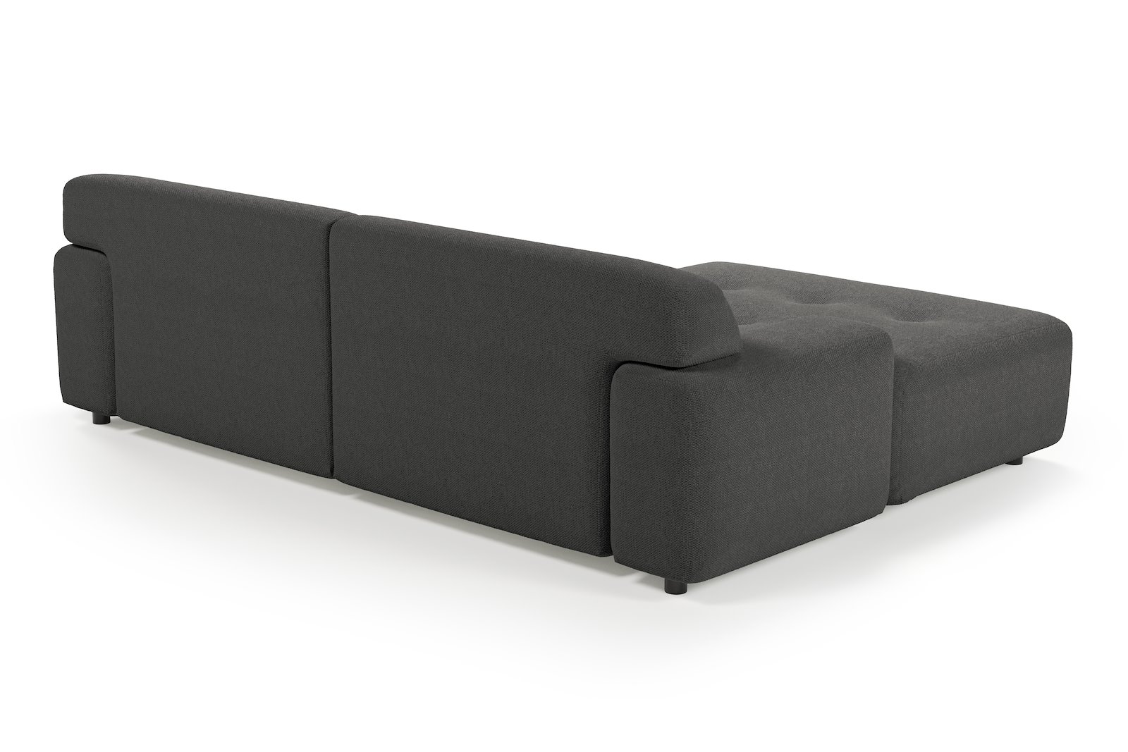 Bob sofa 1,5-seter med sjeselong høyre. Tekstil Mito 169 Antracite med sorte ben.