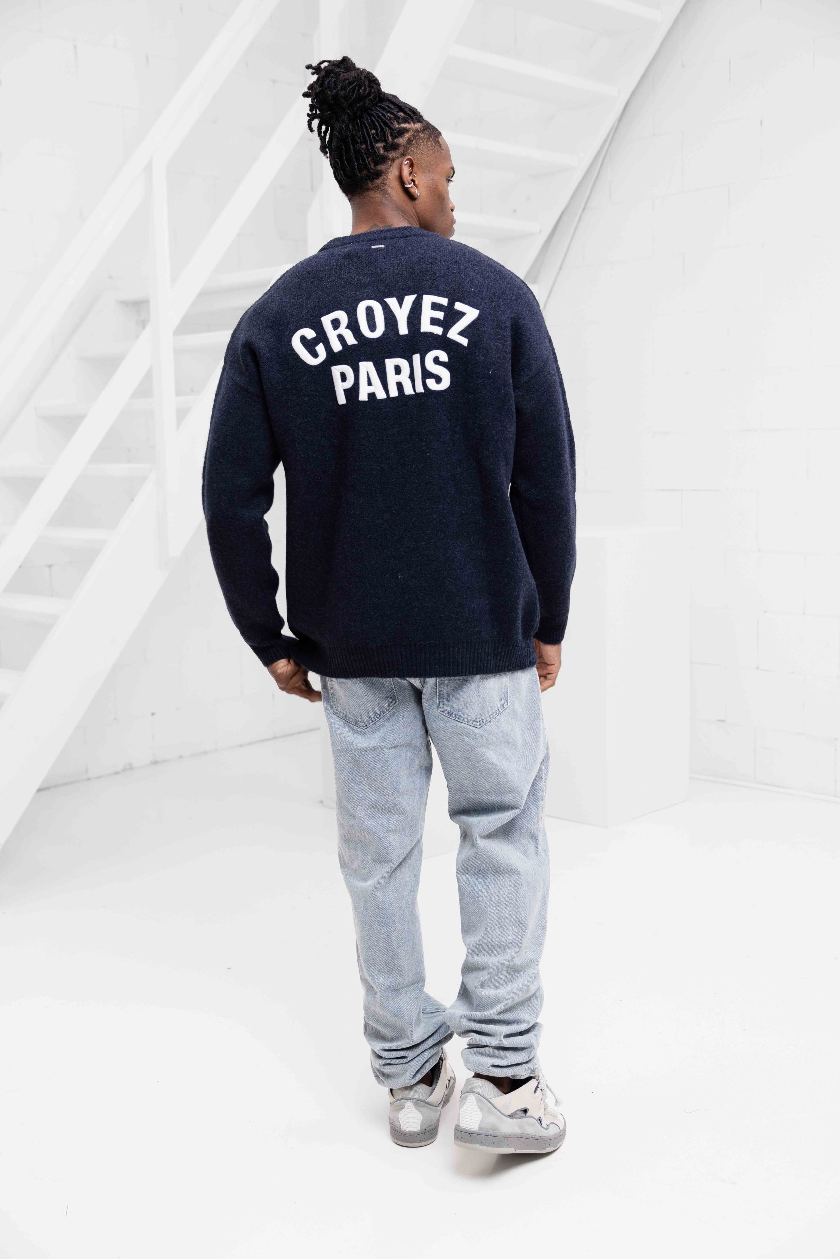 Croyez Paris Knit Sweater Heren Donkerblauw