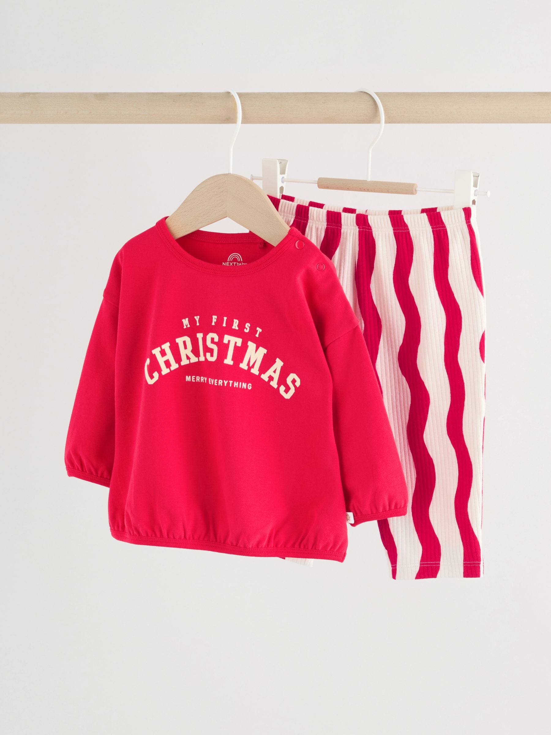 Rood - My First Baby Christmas T-Shirt and Leggings Set (0-18mths)