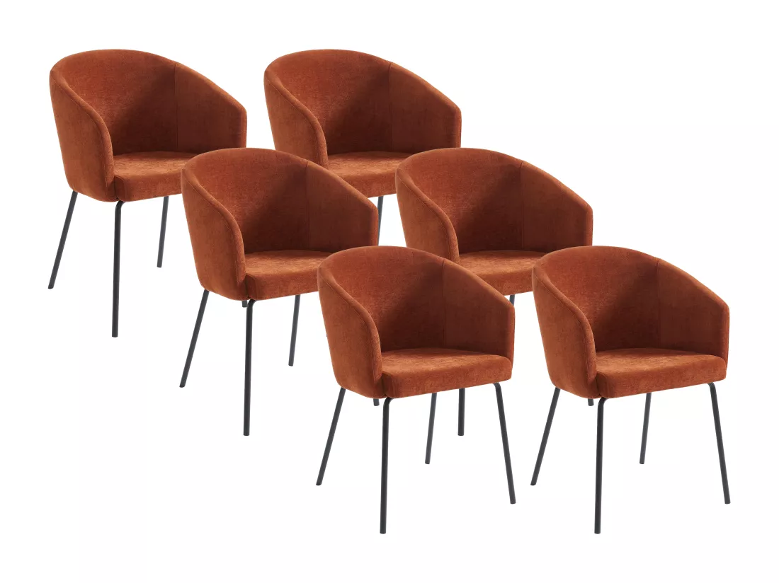 Lot de 6 chaises avec accoudoirs en tissu et métal - Terracotta - MORONI de Pascal MORABITO