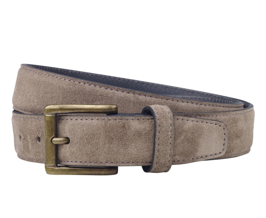 Ceinture cuir velours homme Kaki - HARROWGATE