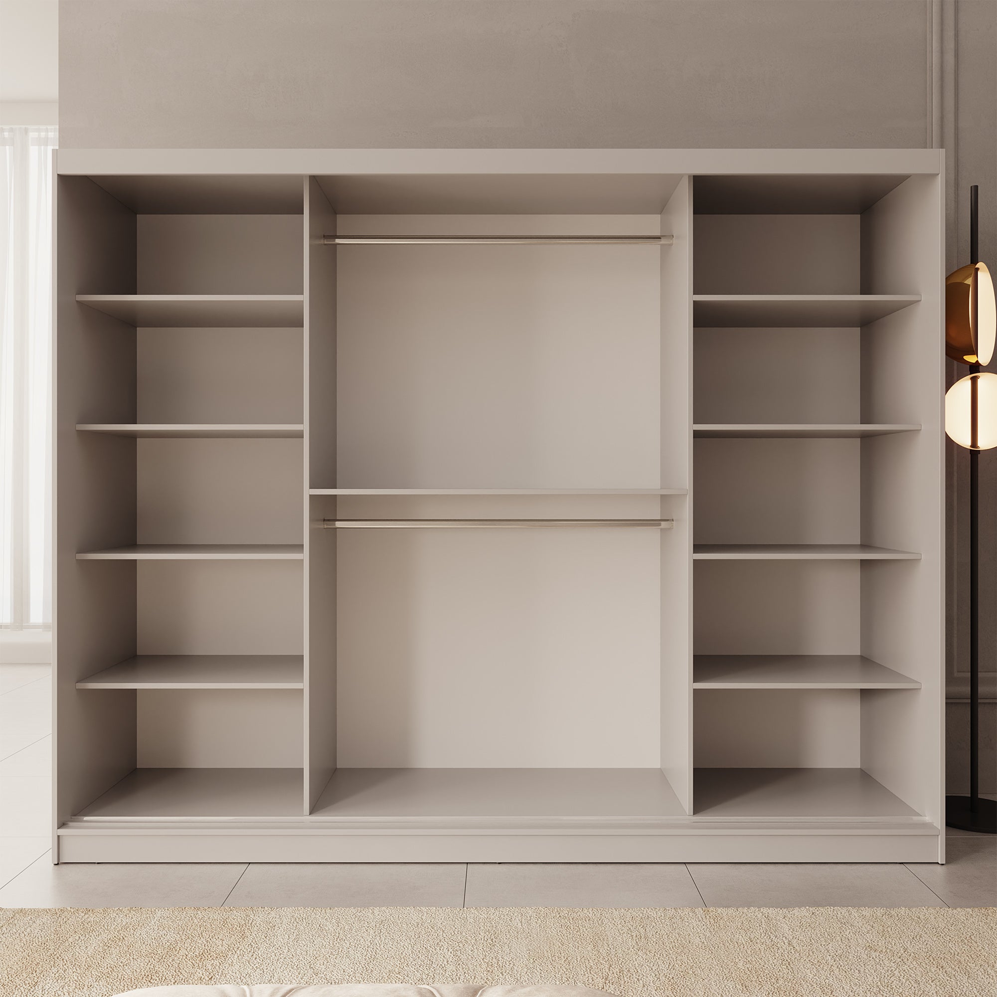 Moyo - Kledingkast met 3 schuifdeuren - Beige - 250x62x200 cm