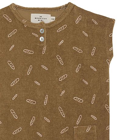 Monsieur Mini Sommerstrampler - Terry - Bronze m. Baguettes