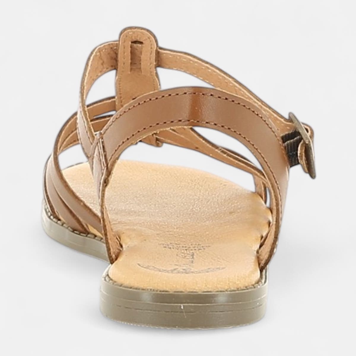 Nu-pieds Femme en cuir cognac