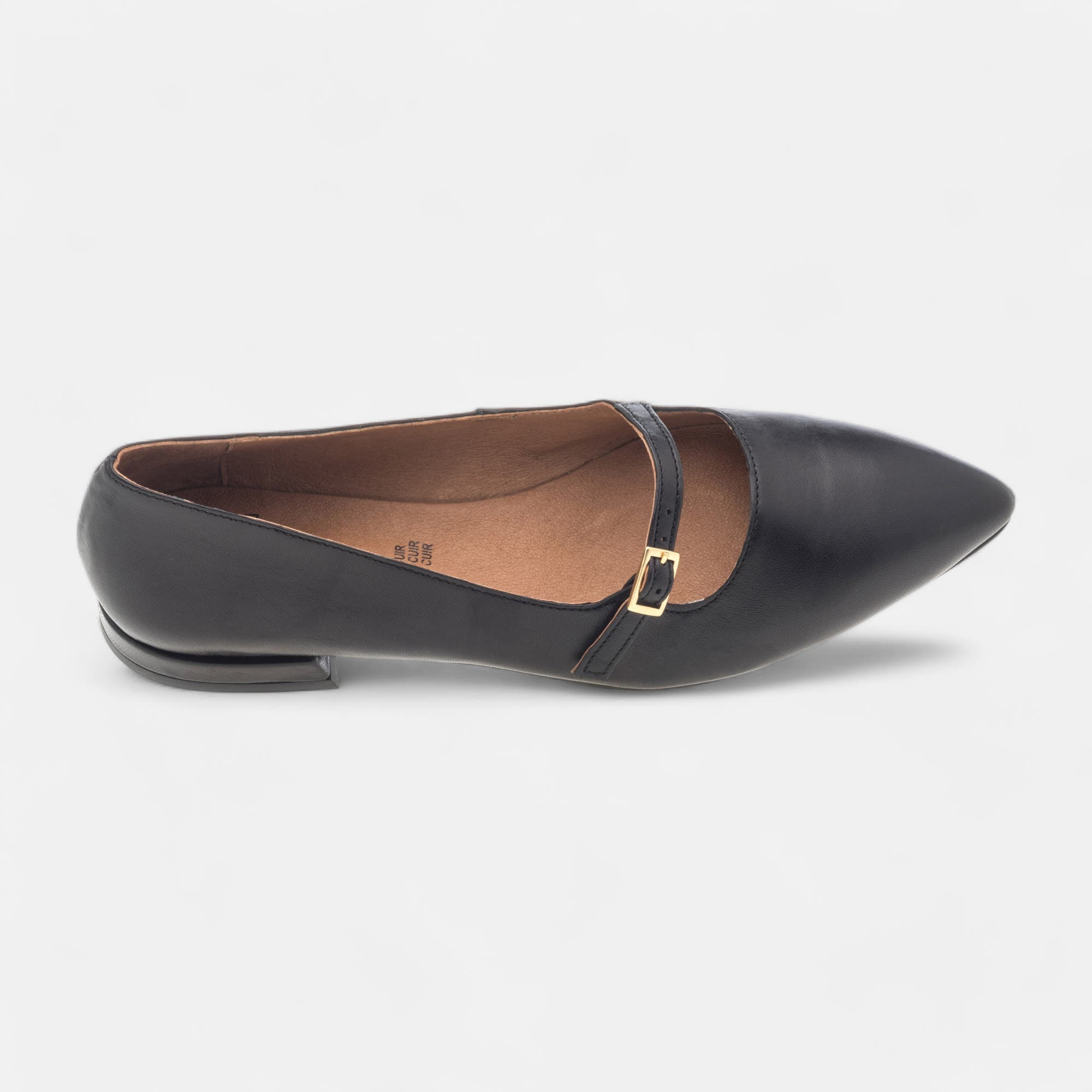 Ballerines Femme en cuir noir