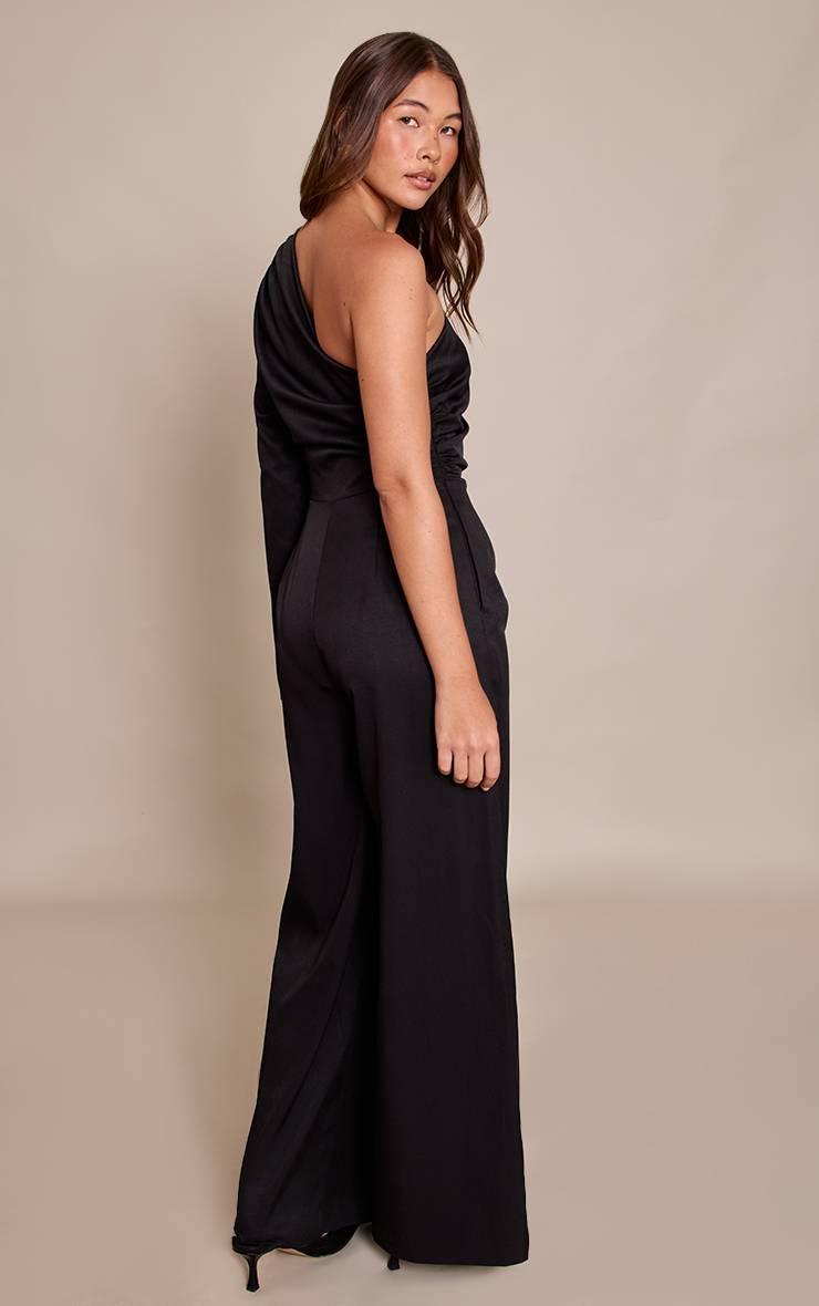 Noir Combinaison Pantalon Ajustée Tissée À Une Manche