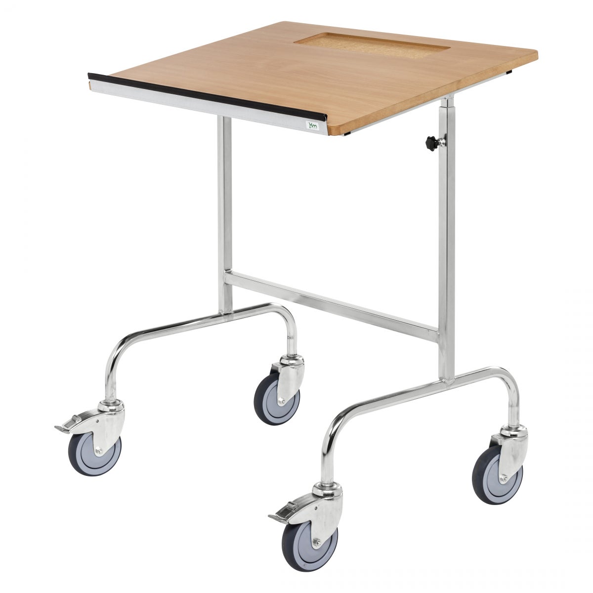 Kongamek rollend bureau met schrijfblad 570x800x1300, in hoogte verstelbaar, draagvermogen 150 kg, gegalvaniseerd frame met rem