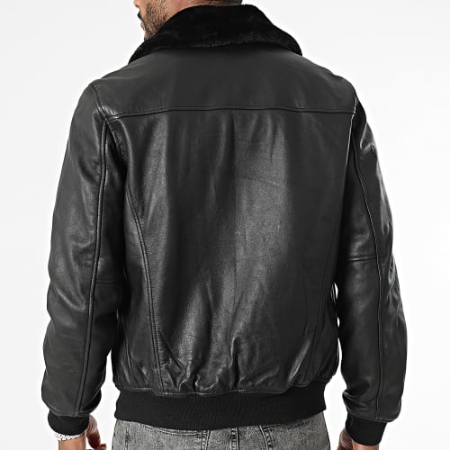 Veste En Cuir Col Fourrure LCAIRBORNE Noir