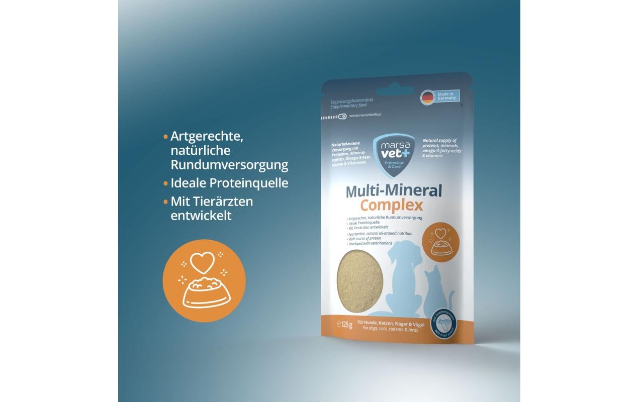 Hunde-Nahrungsergänzung Multi-Mineral Complex 125 gNatürliche Versorgung mit Vitaminen, Mineralstoffen, Omega 3 & Proteinen für Ihre Haustiere
