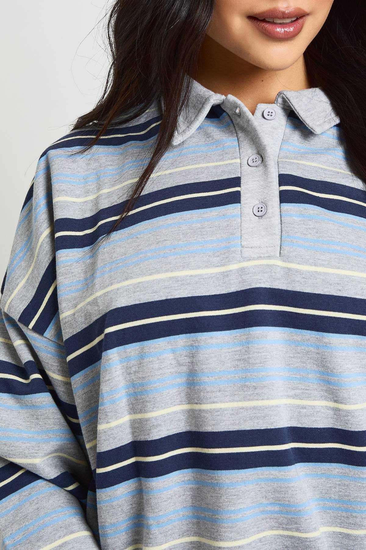 boohoo Polo De Rugby À Rayures Avec Col
