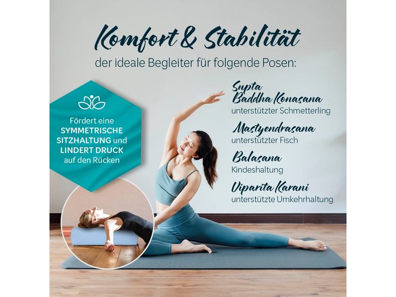 DoYourYoga Yoga-Bolster Paravati Bio-Dinkelspelz, Hellblau Yoga-Zubehör