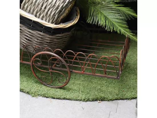Vélo porte plantes jardinière jardin extérieur métal marron 114cm