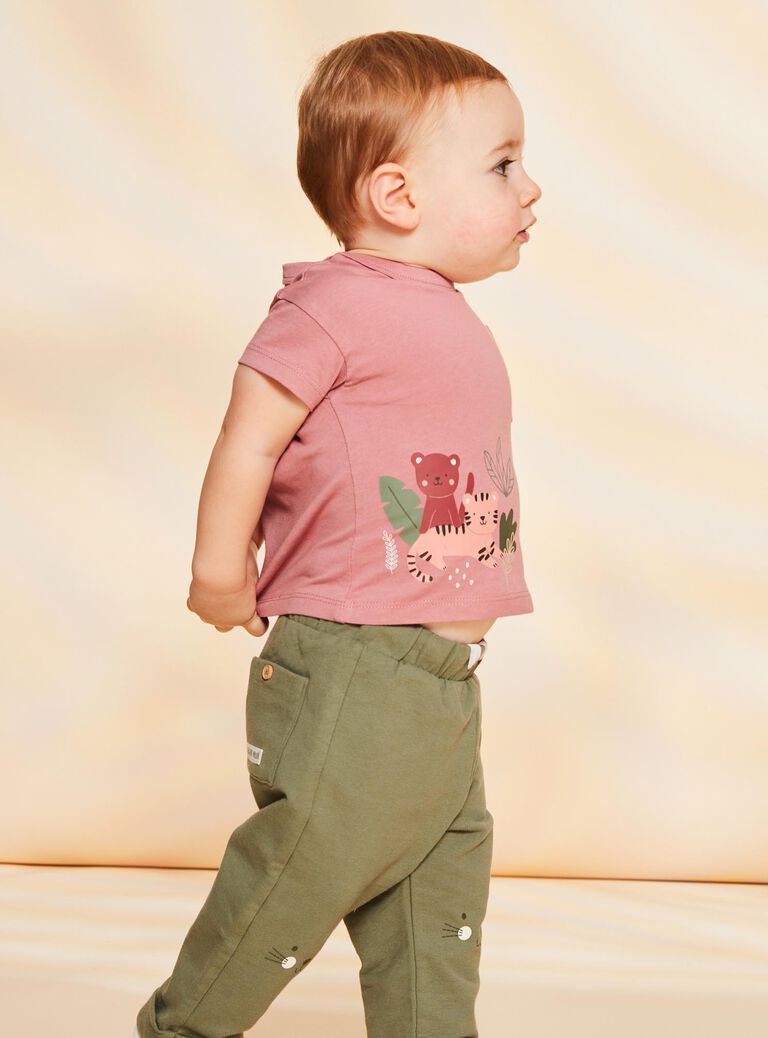 T-shirt rose vintage avec animaux