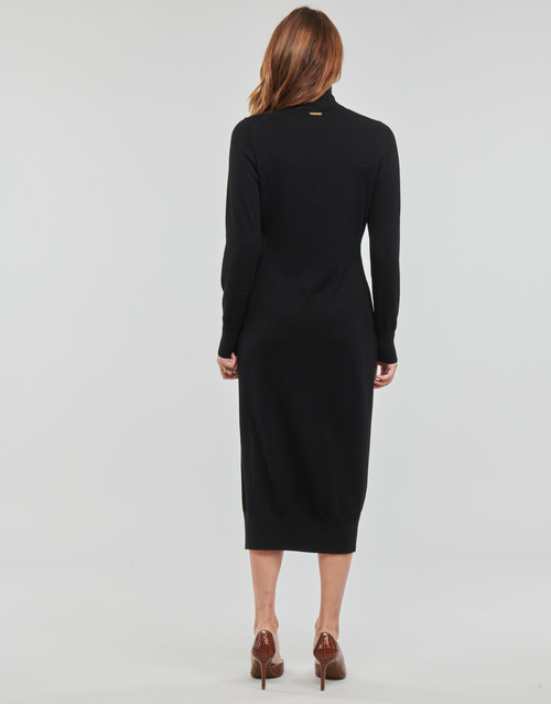 MICHAEL Michael Kors - TURTLE NK SLIT MIDI DRS Negro