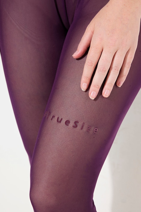 Strumpf-Leggings, Mesh, Schriftzug, Flockdruck