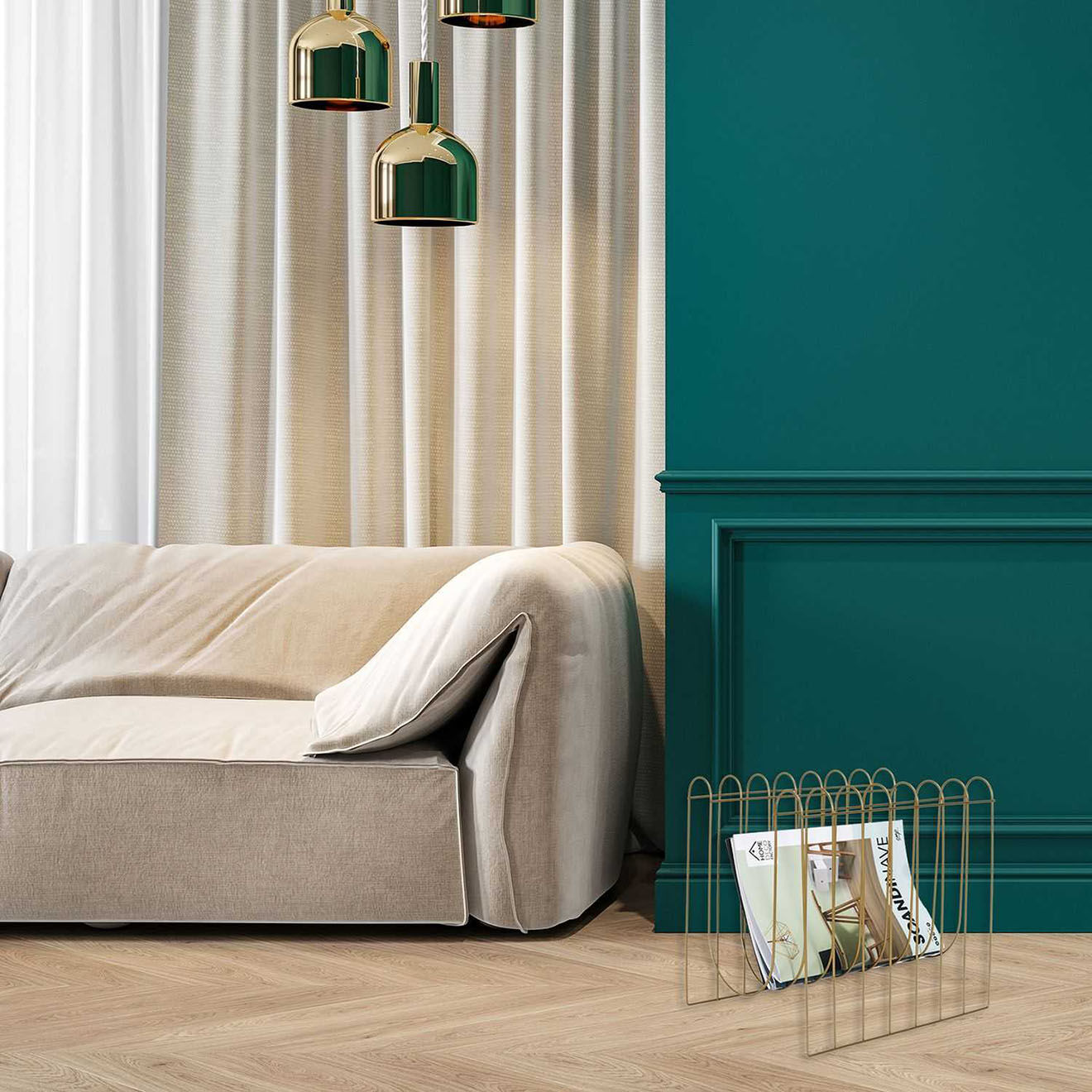 Home Deco Factory Range magazines filiare doré - 32x33x26 cm