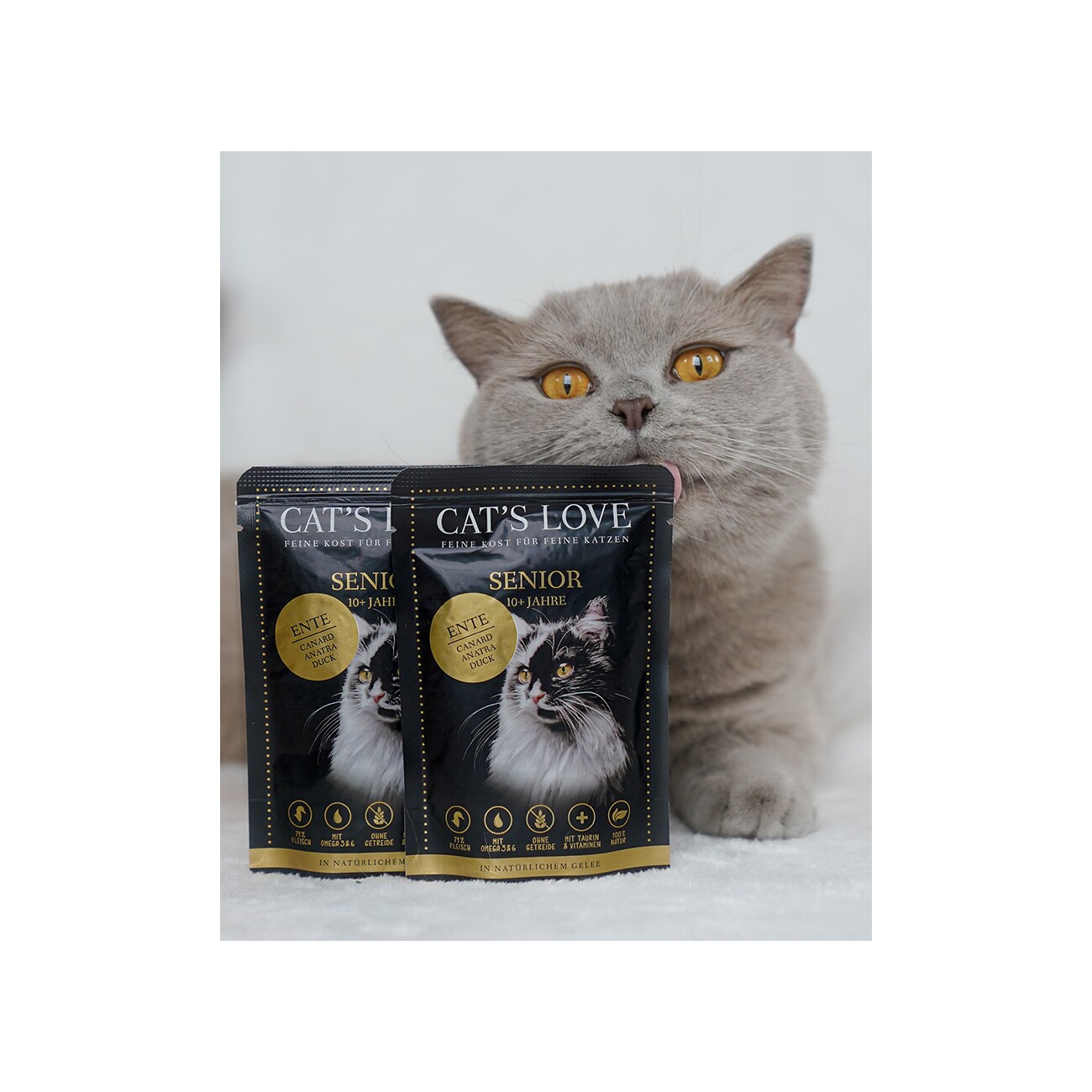 CAT'S LOVE Nassfutter Katze Senior in Gelee Ente 12x85 g