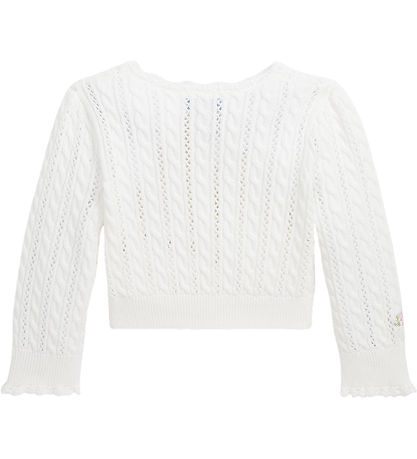 Polo Ralph Lauren Cardigan - Cropped - Strik - Hvid m. Hulm?nste