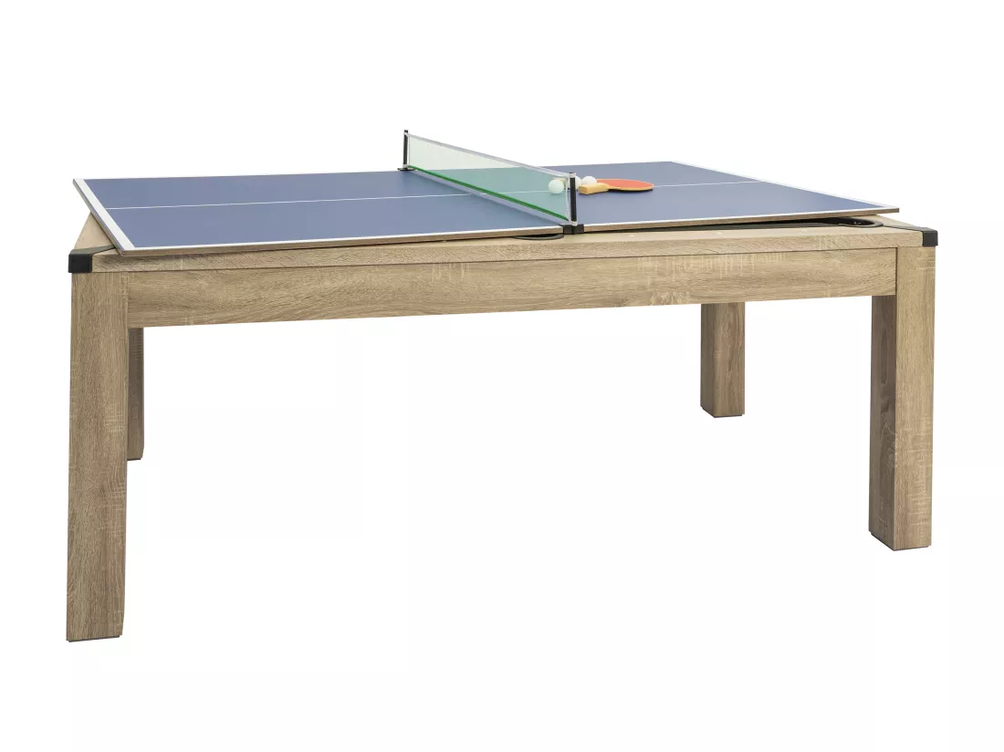 Table transformable Billard & Ping-pong - Coloris naturel clair - L182 x l102 x H80 cm - HENK
