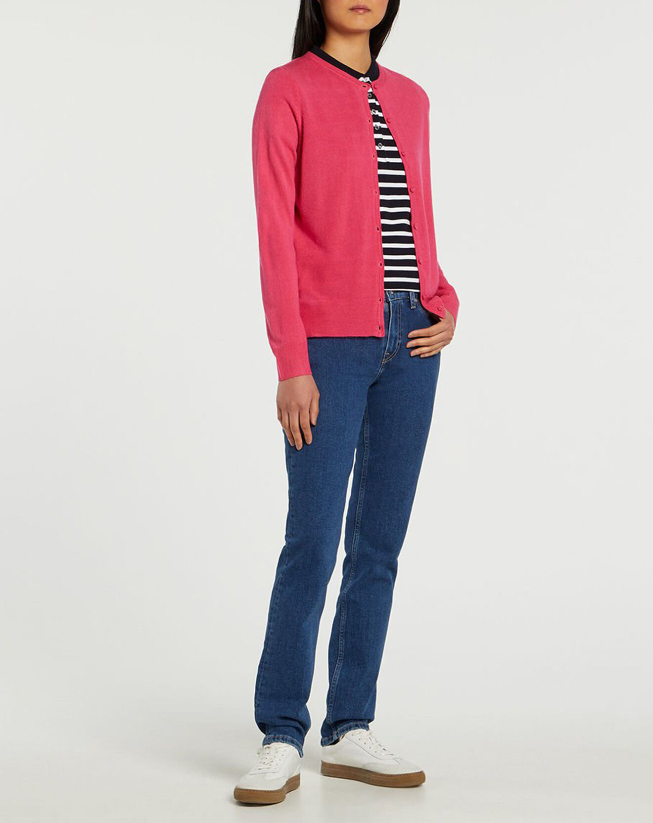Galeries Lafayette Cardigan en Maille fine Fanny rose