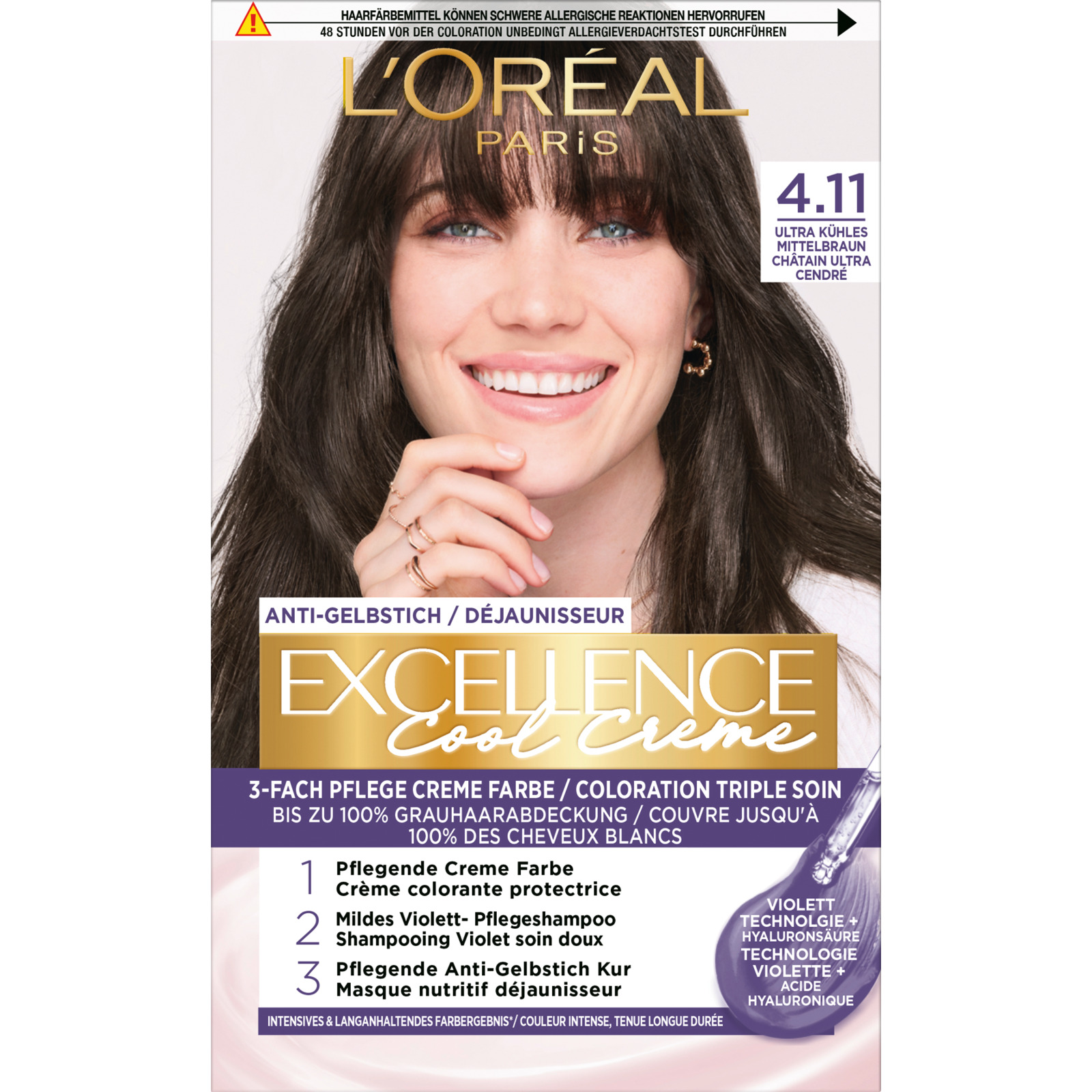 L'Oreal Excellence Cool Creme 4.11 Ultra Kühles Mittelbraun