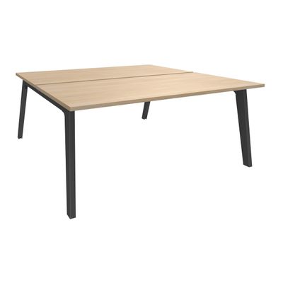 Bureau double STEELY - L120 cm - Double face Depart - Pieds carbone - plateau imitation Chêne clair