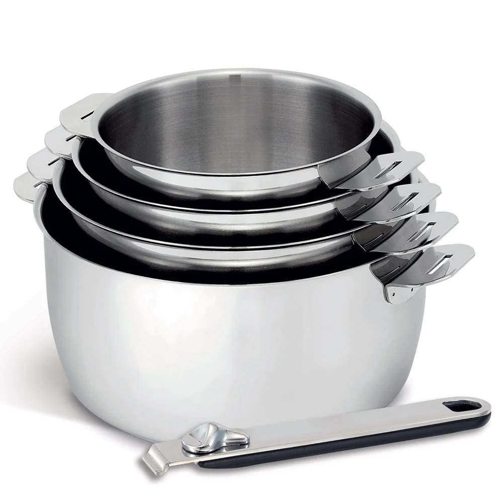 Lot de 4 casseroles de 14 à 20 cm en inox avec manche amovible Move On