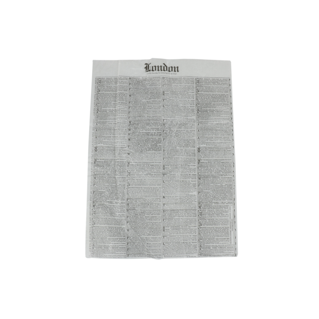 Vel, snackvel, papier + paraffinecoating, 406x305mm, London newspaper,