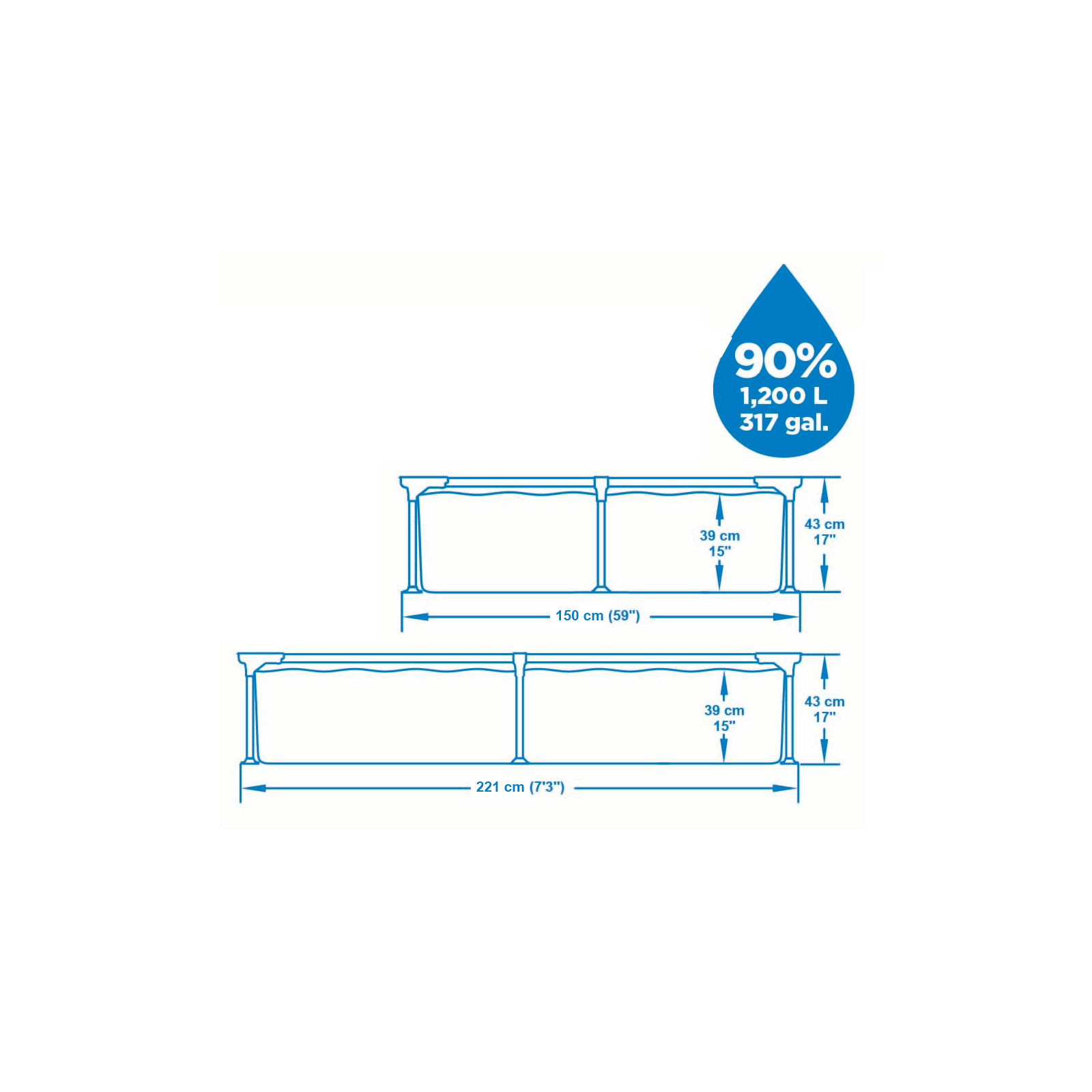 Piscina Tubular Desmontável Infantil Bestway Steel Pro 221x150x43 cm