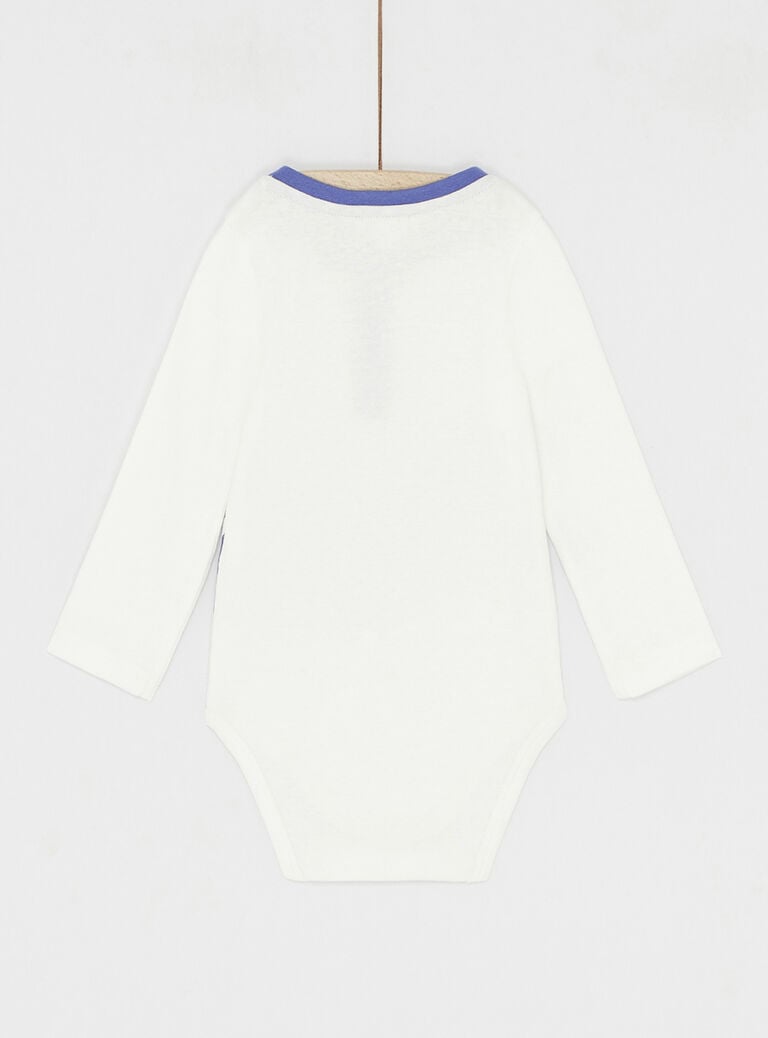 Body Blanc crème uni avec animation pour bébé garçon