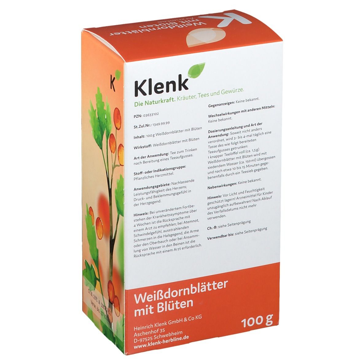 Weißdornblätter mit Blüten Arznei-Tee
