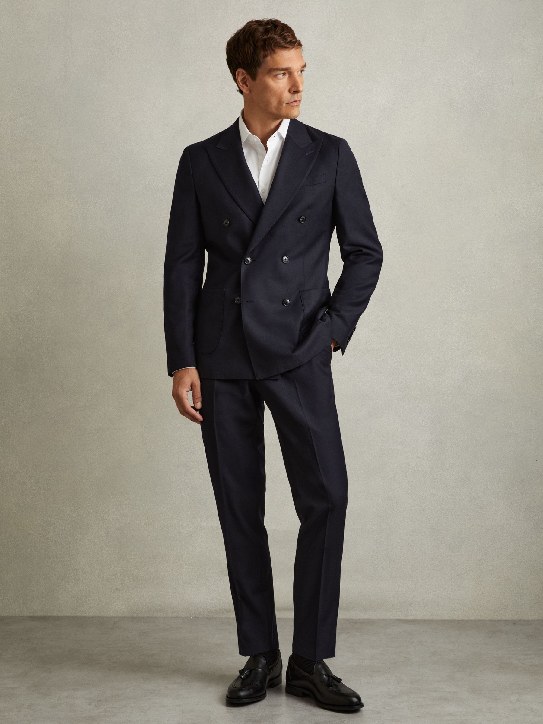 Reiss Combo Wool-Blend Flannel Suit Trousers