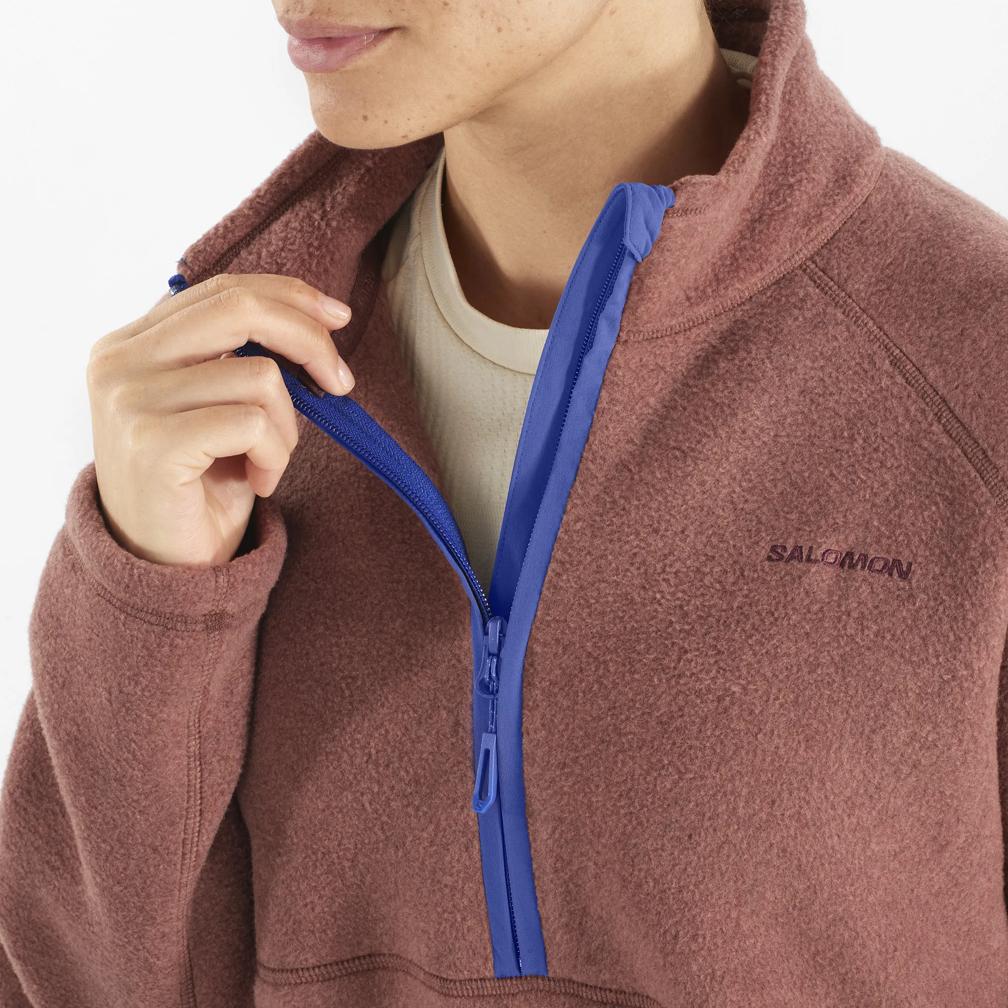 Salomon Women's Chroma Fleece Half Zip Rum Raisin