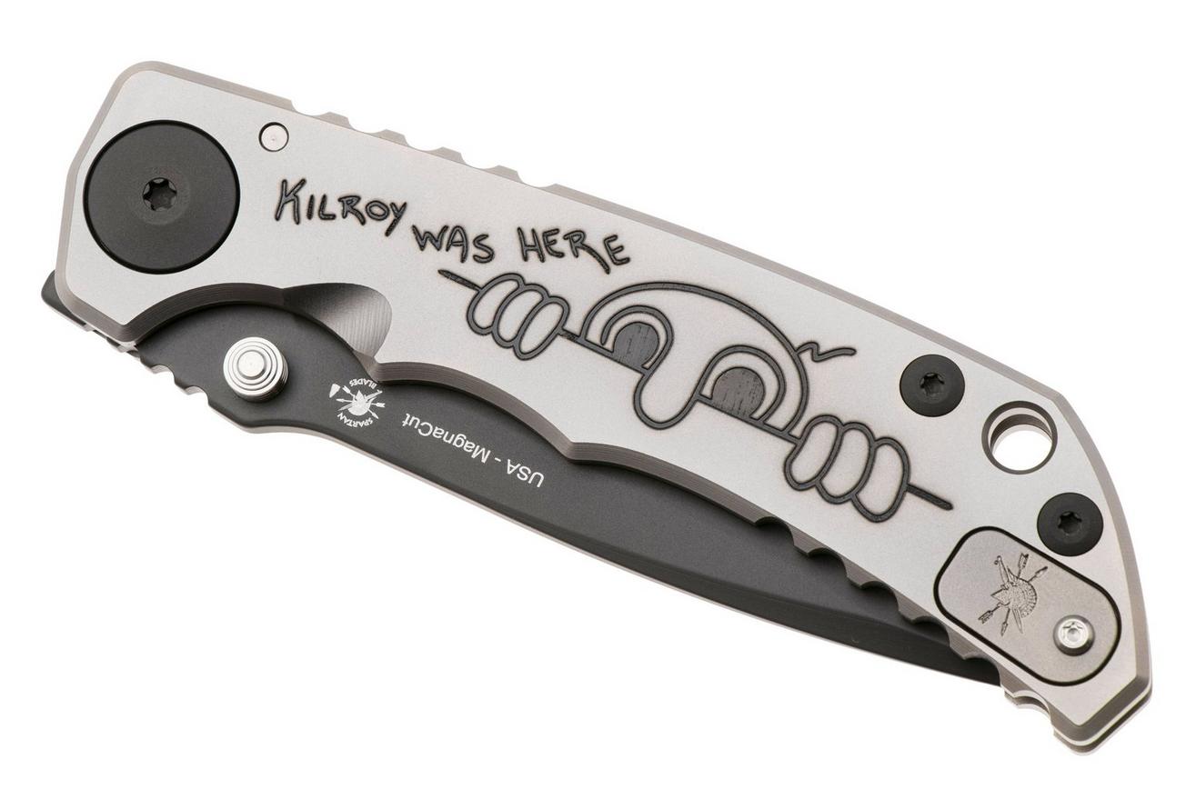 Spartan Blades Harsey Folder Kilroy USSF5KILR, PVD MagnaCut, Silver Titanium, Black Hardware zakmes