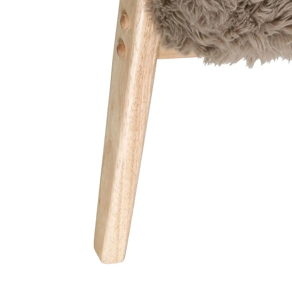 LEKNES - Fauteuil - Taupe - Kunstbont
