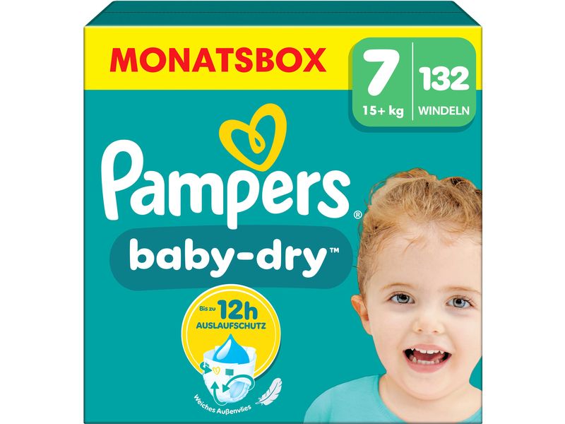Pampers Windeln Baby Dry Extra Large Grösse 7 Monatsbox 15  kg, 132 Stück